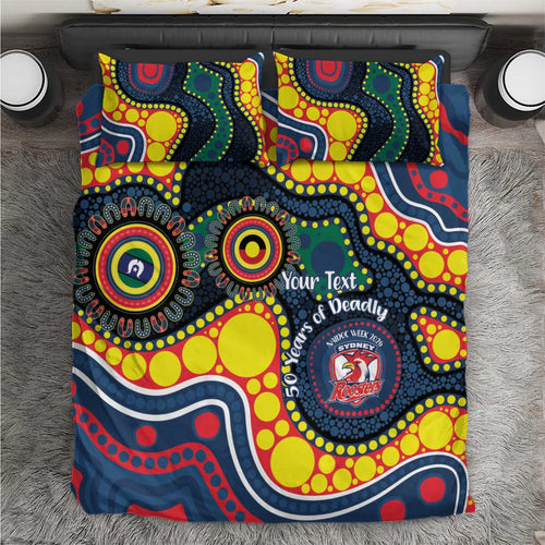 Roosters NAIDOC Week 2026 Personalised Bedding Set 50 Years of Deadly Aboriginal Art