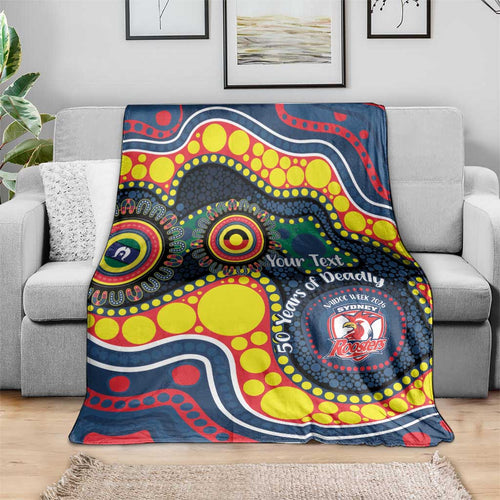 Roosters NAIDOC Week 2026 Personalised Blanket 50 Years of Deadly Aboriginal Art