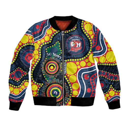 Roosters NAIDOC Week 2026 Personalised Bomber Jacket 50 Years of Deadly Aboriginal Art