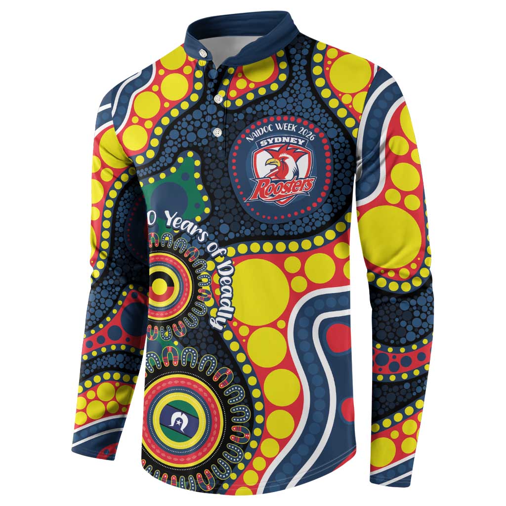 Roosters NAIDOC Week 2026 Personalised Button Sweatshirt 50 Years of Deadly Aboriginal Art