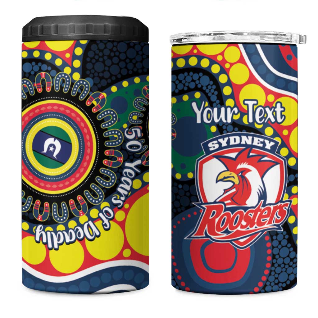 Roosters NAIDOC Week 2026 Personalised 4 in 1 Can Cooler Tumbler 50 Years of Deadly Aboriginal Art