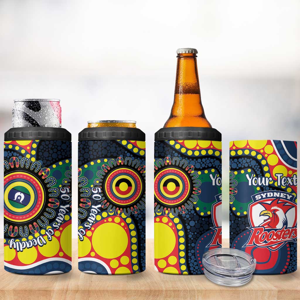 Roosters NAIDOC Week 2026 Personalised 4 in 1 Can Cooler Tumbler 50 Years of Deadly Aboriginal Art