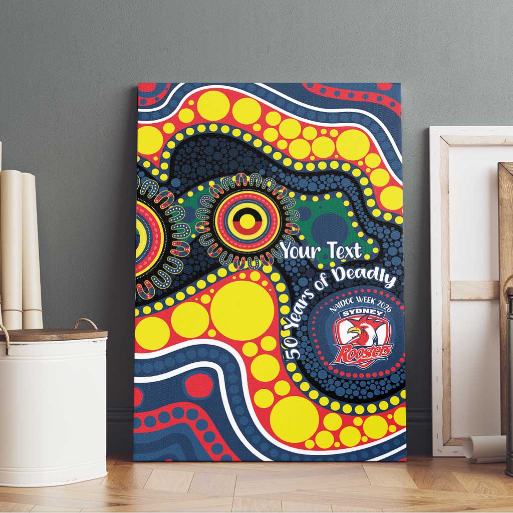 Roosters NAIDOC Week 2026 Personalised Canvas Wall Art 50 Years of Deadly Aboriginal Art