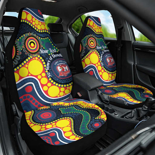 Roosters NAIDOC Week 2026 Personalised Car Seat Cover 50 Years of Deadly Aboriginal Art