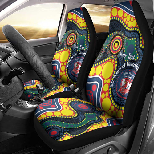 Roosters NAIDOC Week 2026 Personalised Car Seat Cover 50 Years of Deadly Aboriginal Art