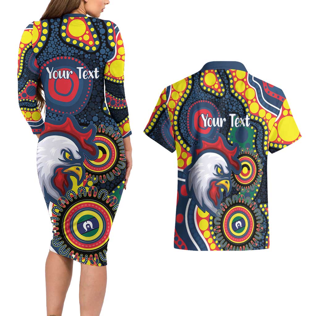 Roosters NAIDOC Week 2026 Personalised Couples Matching Long Sleeve Bodycon Dress and Hawaiian Shirt 50 Years of Deadly Aboriginal Art