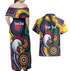 Roosters NAIDOC Week 2026 Personalised Couples Matching Off Shoulder Maxi Dress and Hawaiian Shirt 50 Years of Deadly Aboriginal Art