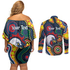 Roosters NAIDOC Week 2026 Personalised Couples Matching Off Shoulder Short Dress and Long Sleeve Button Shirt 50 Years of Deadly Aboriginal Art