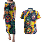 Roosters NAIDOC Week 2026 Personalised Couples Matching Puletasi and Hawaiian Shirt 50 Years of Deadly Aboriginal Art