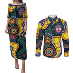 Roosters NAIDOC Week 2026 Personalised Couples Matching Puletasi and Long Sleeve Button Shirt 50 Years of Deadly Aboriginal Art