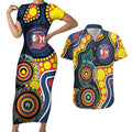 Roosters NAIDOC Week 2026 Personalised Couples Matching Short Sleeve Bodycon Dress and Hawaiian Shirt 50 Years of Deadly Aboriginal Art
