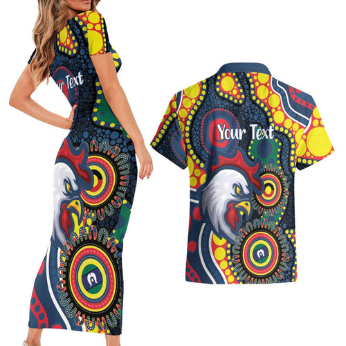 Roosters NAIDOC Week 2026 Personalised Couples Matching Short Sleeve Bodycon Dress and Hawaiian Shirt 50 Years of Deadly Aboriginal Art