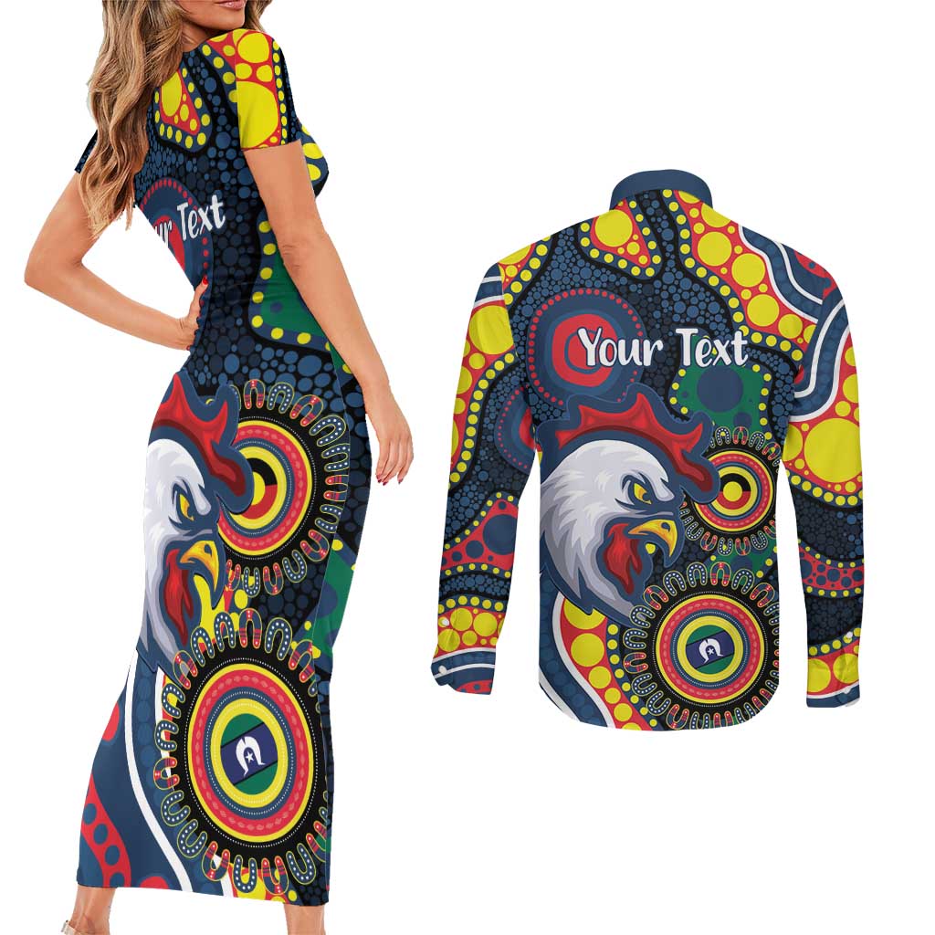 Roosters NAIDOC Week 2026 Personalised Couples Matching Short Sleeve Bodycon Dress and Long Sleeve Button Shirt 50 Years of Deadly Aboriginal Art