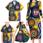 Roosters NAIDOC Week 2026 Personalised Family Matching Long Sleeve Bodycon Dress and Hawaiian Shirt 50 Years of Deadly Aboriginal Art