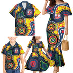 Roosters NAIDOC Week 2026 Personalised Family Matching Mermaid Dress and Hawaiian Shirt 50 Years of Deadly Aboriginal Art