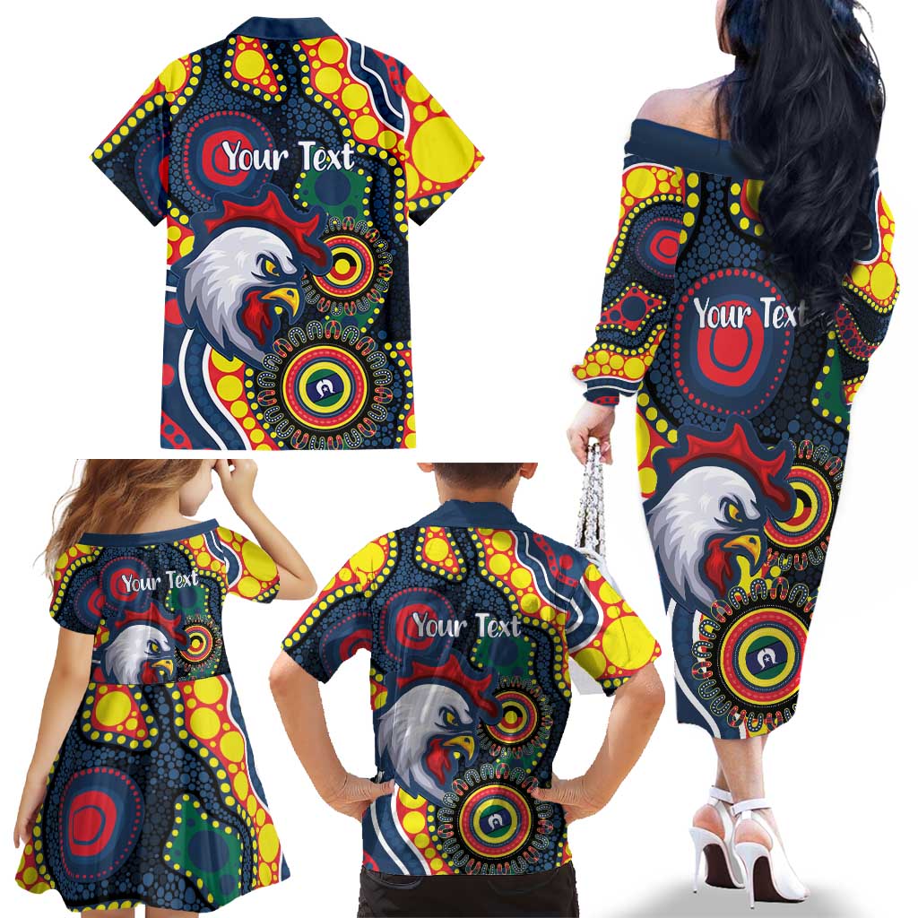 Roosters NAIDOC Week 2026 Personalised Family Matching Off The Shoulder Long Sleeve Dress and Hawaiian Shirt 50 Years of Deadly Aboriginal Art