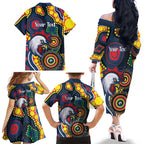Roosters NAIDOC Week 2026 Personalised Family Matching Off The Shoulder Long Sleeve Dress and Hawaiian Shirt 50 Years of Deadly Aboriginal Art