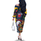 Roosters NAIDOC Week 2026 Personalised Family Matching Off The Shoulder Long Sleeve Dress and Hawaiian Shirt 50 Years of Deadly Aboriginal Art