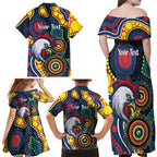 Roosters NAIDOC Week 2026 Personalised Family Matching Off Shoulder Maxi Dress and Hawaiian Shirt 50 Years of Deadly Aboriginal Art