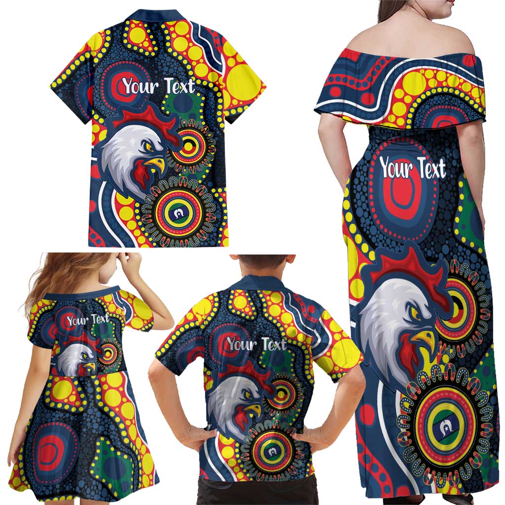 Roosters NAIDOC Week 2026 Personalised Family Matching Off Shoulder Maxi Dress and Hawaiian Shirt 50 Years of Deadly Aboriginal Art