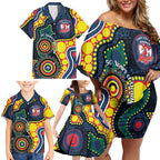 Roosters NAIDOC Week 2026 Personalised Family Matching Off Shoulder Short Dress and Hawaiian Shirt 50 Years of Deadly Aboriginal Art