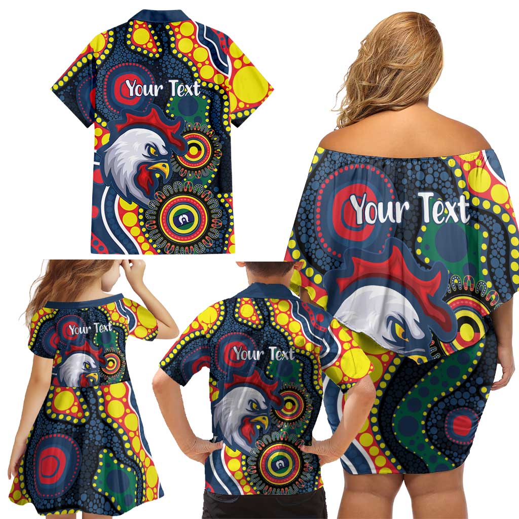 Roosters NAIDOC Week 2026 Personalised Family Matching Off Shoulder Short Dress and Hawaiian Shirt 50 Years of Deadly Aboriginal Art