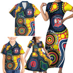 Roosters NAIDOC Week 2026 Personalised Family Matching Short Sleeve Bodycon Dress and Hawaiian Shirt 50 Years of Deadly Aboriginal Art