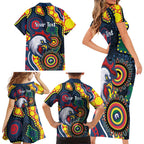 Roosters NAIDOC Week 2026 Personalised Family Matching Short Sleeve Bodycon Dress and Hawaiian Shirt 50 Years of Deadly Aboriginal Art