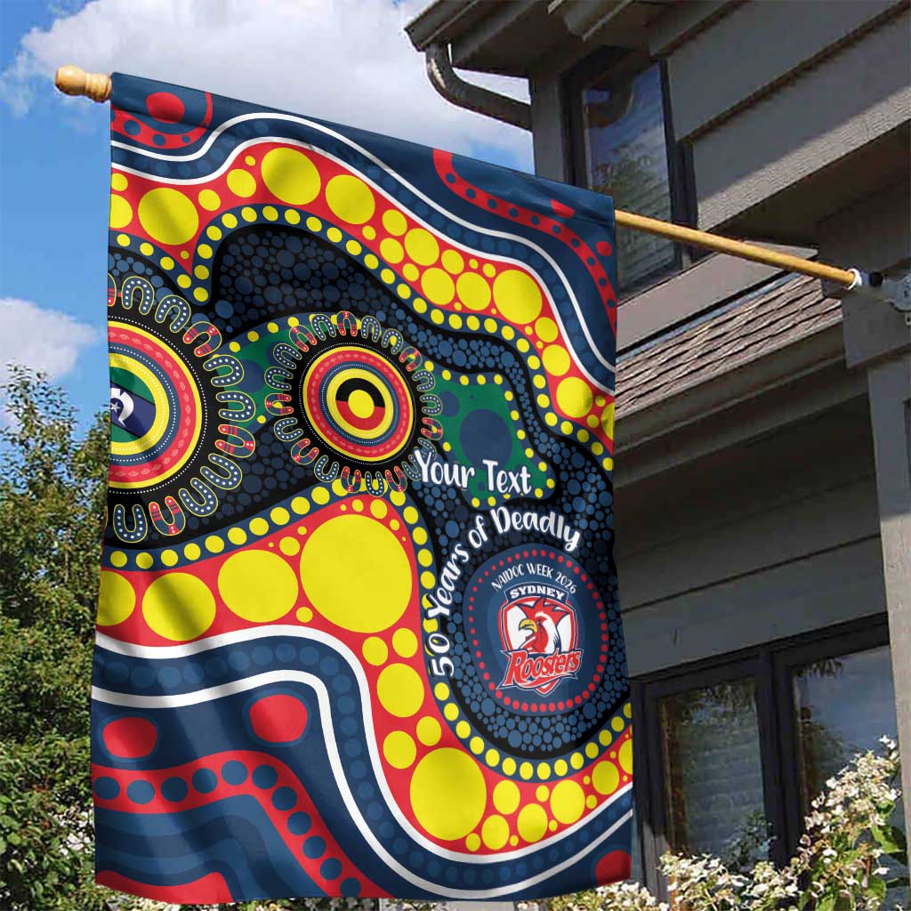 Roosters NAIDOC Week 2026 Personalised Garden Flag 50 Years of Deadly Aboriginal Art