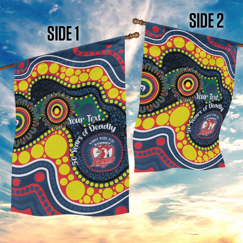 Roosters NAIDOC Week 2026 Personalised Garden Flag 50 Years of Deadly Aboriginal Art