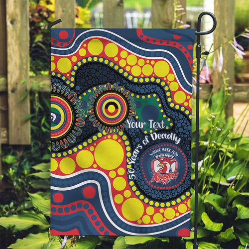 Roosters NAIDOC Week 2026 Personalised Garden Flag 50 Years of Deadly Aboriginal Art