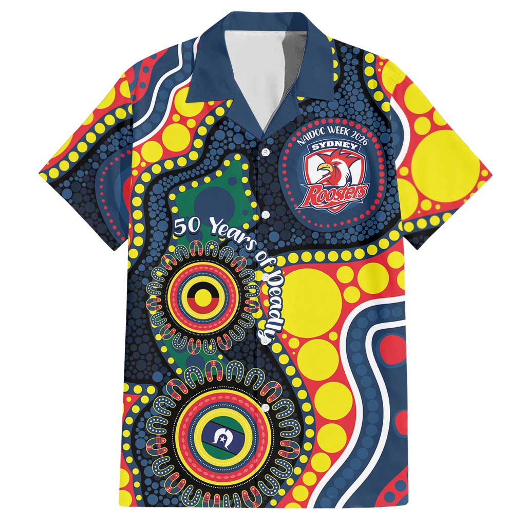 Roosters NAIDOC Week 2026 Personalised Hawaiian Shirt 50 Years of Deadly Aboriginal Art