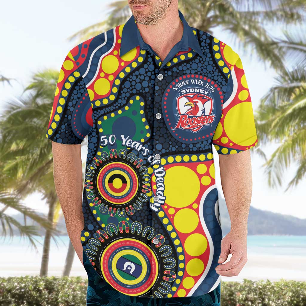 Roosters NAIDOC Week 2026 Personalised Hawaiian Shirt 50 Years of Deadly Aboriginal Art