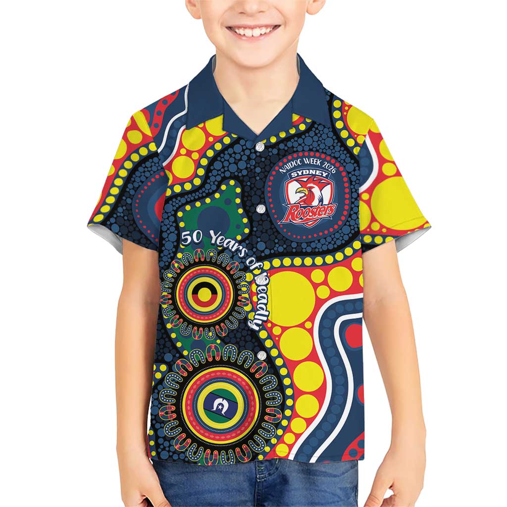 Roosters NAIDOC Week 2026 Personalised Hawaiian Shirt 50 Years of Deadly Aboriginal Art