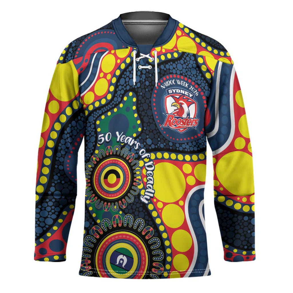 Roosters NAIDOC Week 2026 Personalised Hockey Jersey 50 Years of Deadly Aboriginal Art