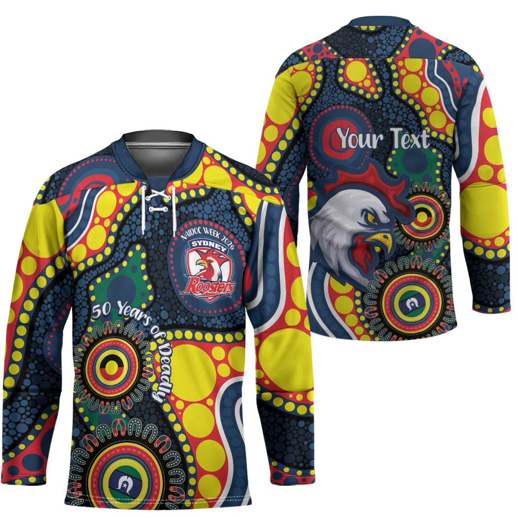 Roosters NAIDOC Week 2026 Personalised Hockey Jersey 50 Years of Deadly Aboriginal Art