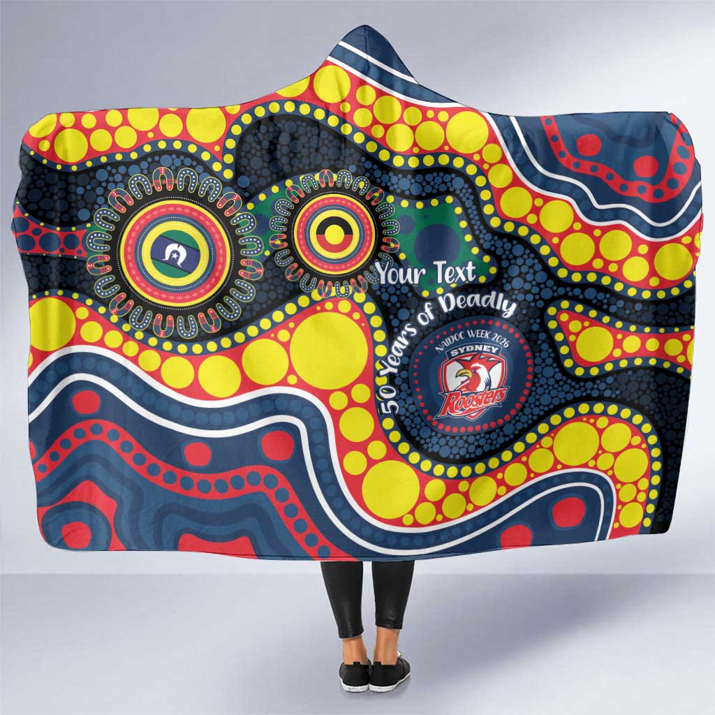 Roosters NAIDOC Week 2026 Personalised Hooded Blanket 50 Years of Deadly Aboriginal Art