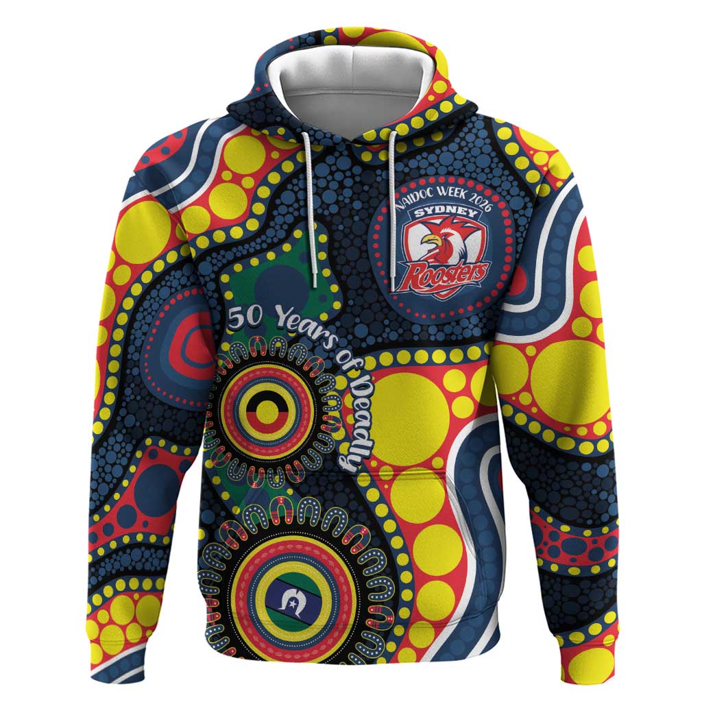 Roosters NAIDOC Week 2026 Personalised Hoodie 50 Years of Deadly Aboriginal Art