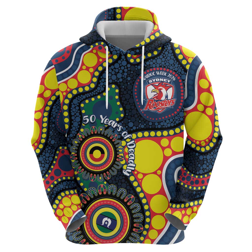 Roosters NAIDOC Week 2026 Personalised Hoodie 50 Years of Deadly Aboriginal Art
