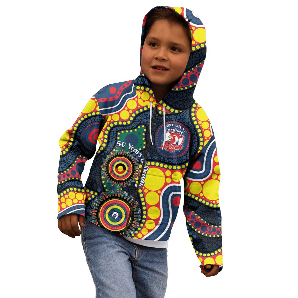 Roosters NAIDOC Week 2026 Personalised Kid Hoodie 50 Years of Deadly Aboriginal Art