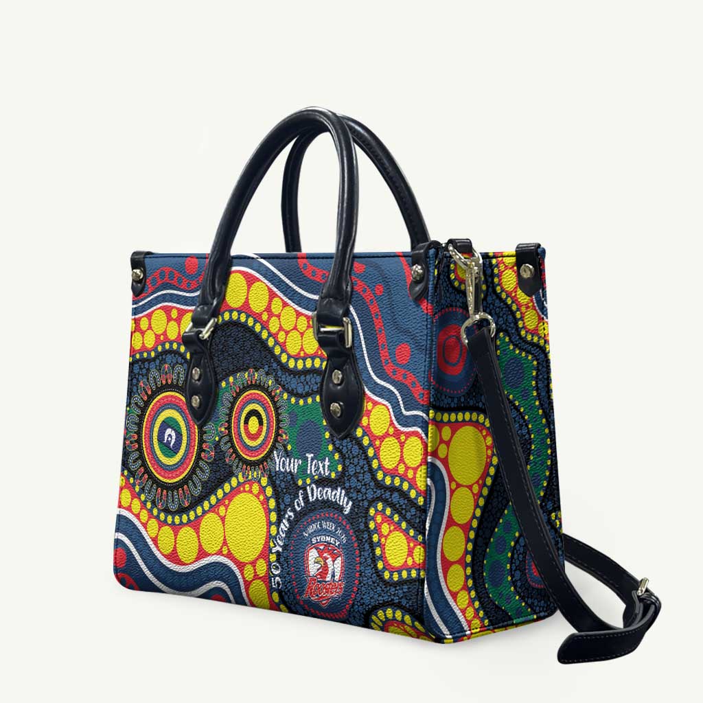 Roosters NAIDOC Week 2026 Personalised Leather Bag 50 Years of Deadly Aboriginal Art