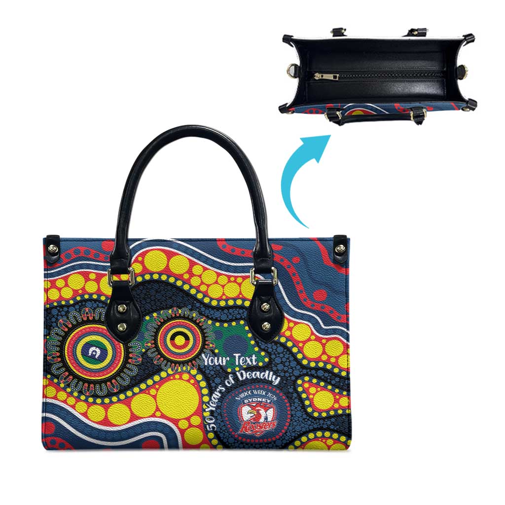Roosters NAIDOC Week 2026 Personalised Leather Bag 50 Years of Deadly Aboriginal Art