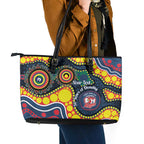 Roosters NAIDOC Week 2026 Personalised Leather Tote Bag 50 Years of Deadly Aboriginal Art