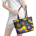 Roosters NAIDOC Week 2026 Personalised Leather Tote Bag 50 Years of Deadly Aboriginal Art