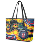 Roosters NAIDOC Week 2026 Personalised Leather Tote Bag 50 Years of Deadly Aboriginal Art