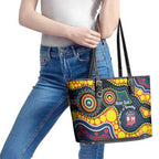 Roosters NAIDOC Week 2026 Personalised Leather Tote Bag 50 Years of Deadly Aboriginal Art