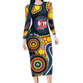 Roosters NAIDOC Week 2026 Personalised Long Sleeve Bodycon Dress 50 Years of Deadly Aboriginal Art