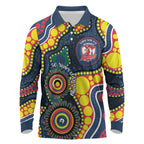 Roosters NAIDOC Week 2026 Personalised Long Sleeve Polo Shirt 50 Years of Deadly Aboriginal Art