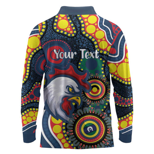 Roosters NAIDOC Week 2026 Personalised Long Sleeve Polo Shirt 50 Years of Deadly Aboriginal Art