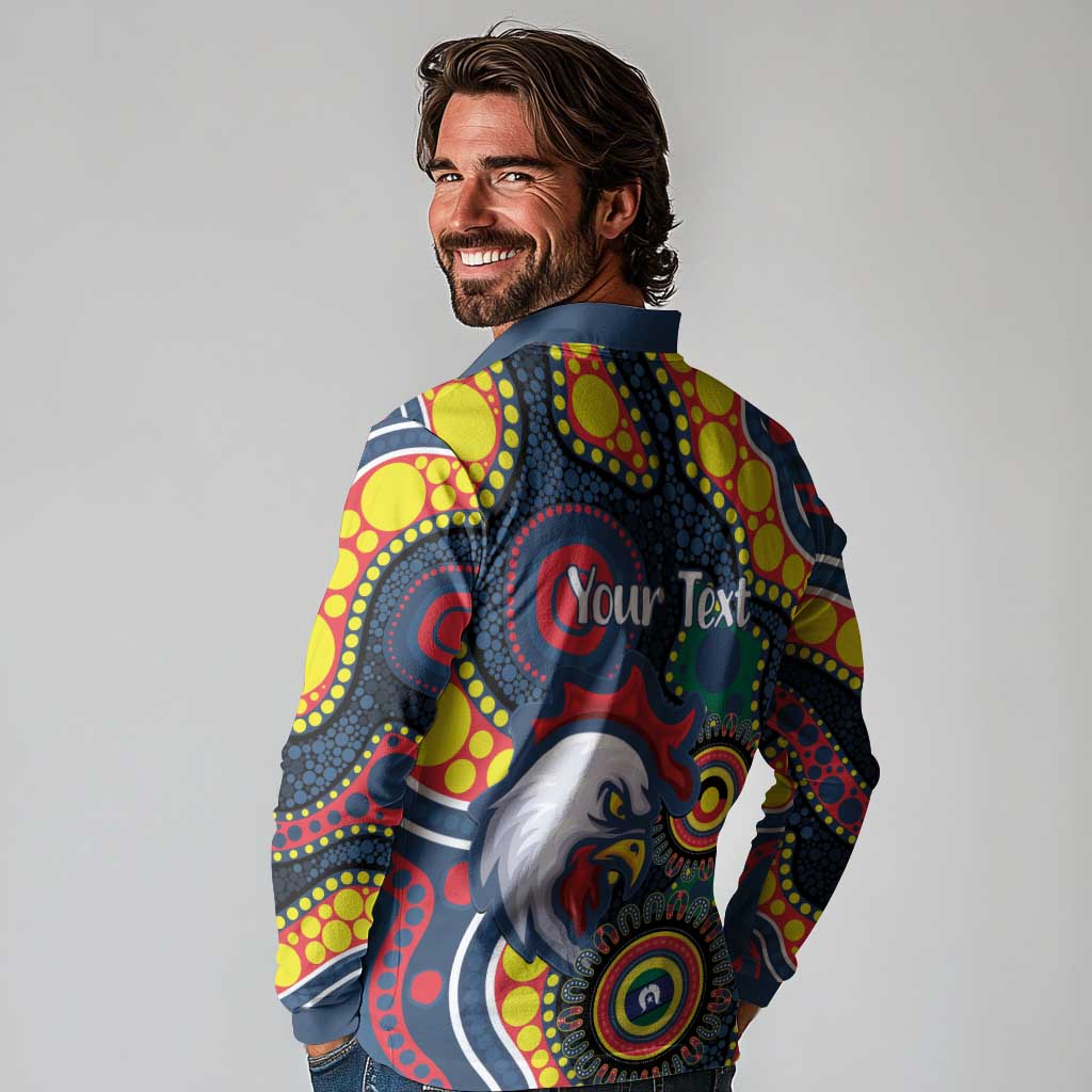 Roosters NAIDOC Week 2026 Personalised Long Sleeve Polo Shirt 50 Years of Deadly Aboriginal Art